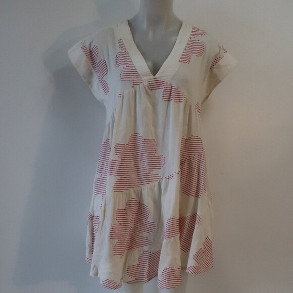 Womens Pearl & Caviar Cream, Red Design Cap Sleeve Dress XS/S - Picture 1 of 8